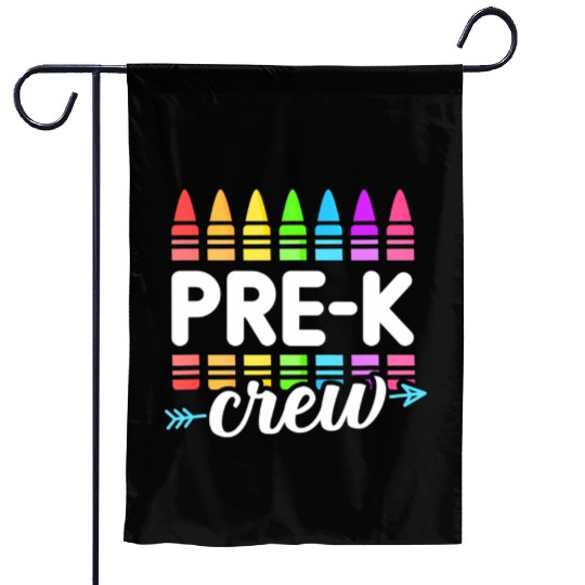 Pre-K Crew Teacher Team Squad Hello Back School Gr Garden Flags