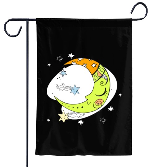 Kawaii Moon Flowers Floral Aesthetic Soft Girl Garden Flags