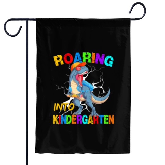Roaring Into Kindergarten T Rex Dinosaur Back To S Garden Flags