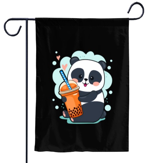 Kawaii Panda Anime Boba Drink Bubble Tea Tapioca Garden Flags