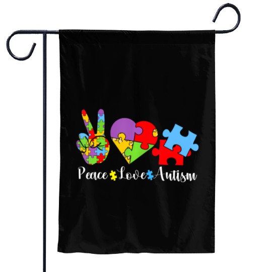 Peace Love Autism Puzzle In April We Wear Blue For Garden Flags