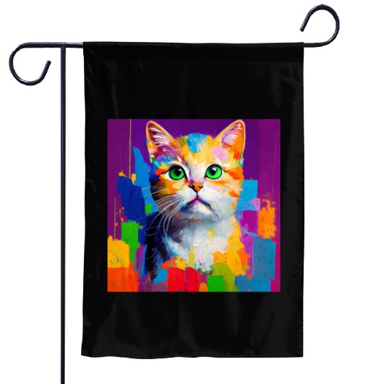 Oil Painting Style Cat Portrait Design for Cat Garden Flags