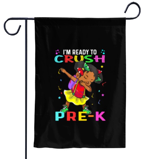 pre k hello pre-k first day back to school Melanin Garden Flags