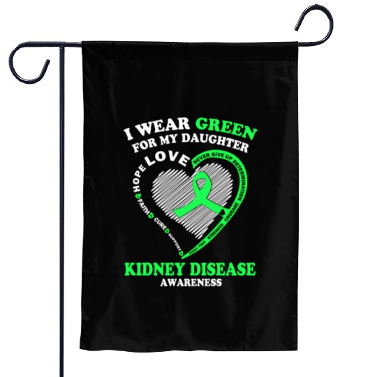 I Wear Green For My Daughter Kidney Disease Garden Flags