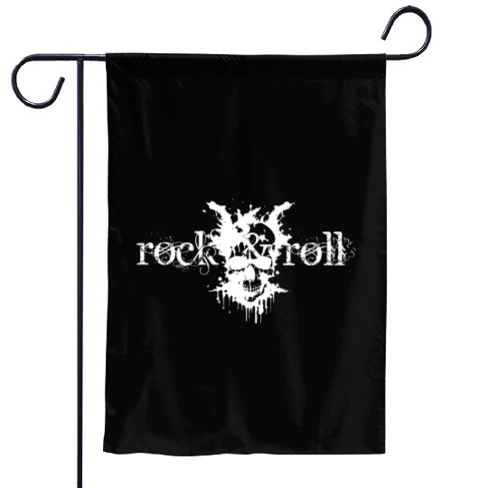 rock and roll skull design Garden Flags