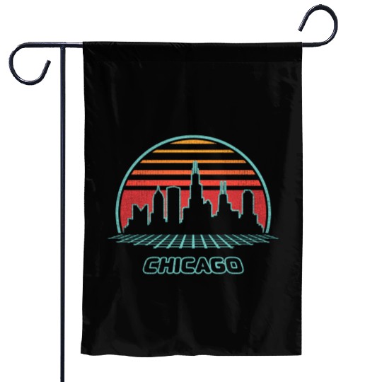 Chicago City yline 80S Style Garden Flags