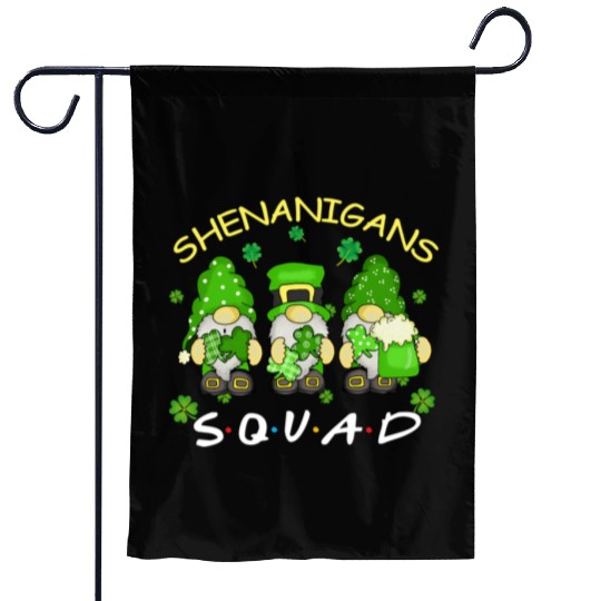 St Patrick'S Day Shenanigans Squad Three Gnomes Garden Flags