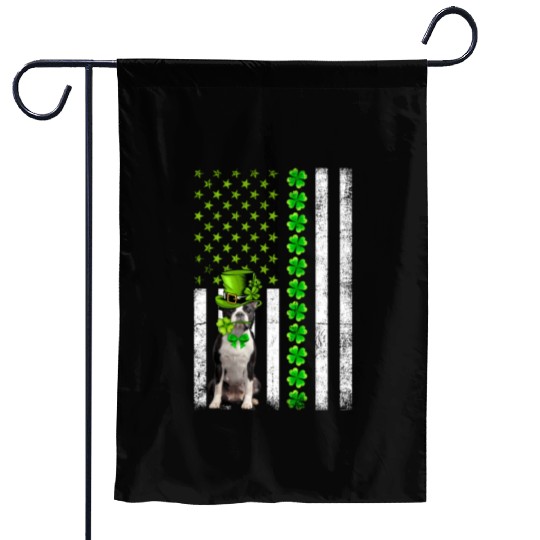American Flag Boston Terrier Dog St Patric Day Garden Flags