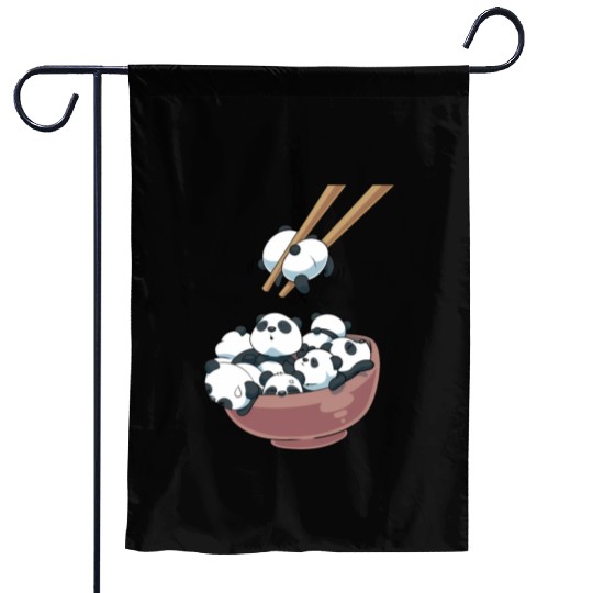 Japanese Panda Bears Ramen Noodle Bowl Garden Flags