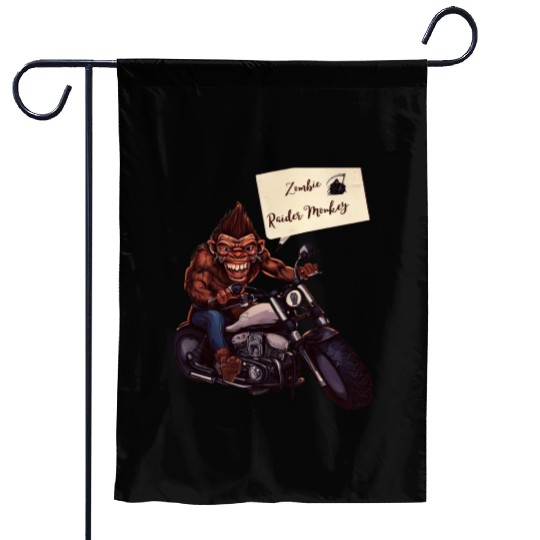 zombie Raider Monkey Garden Flags