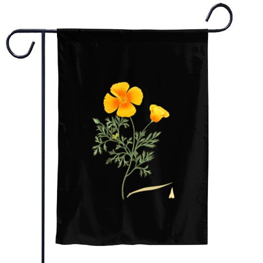Californian Poppy Botaal Illustration Flower Garden Flags