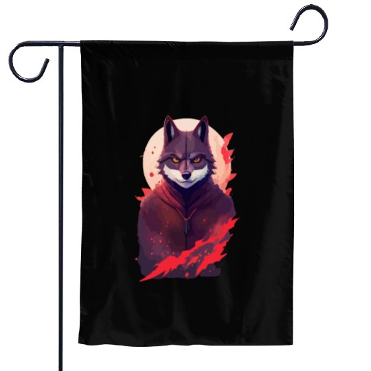 Ninja Style: The Cute Wolf Face with a Twist of Me Garden Flags