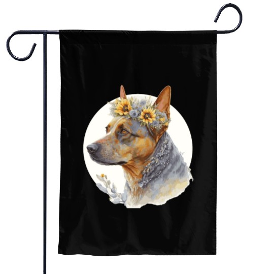 Cute Australian Cattle Sunflower Dog Breed Pet Pup Garden Flags