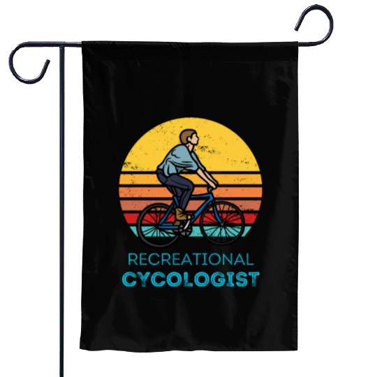 Recreational Cycologist Retro Sunset Cycling Garden Flags