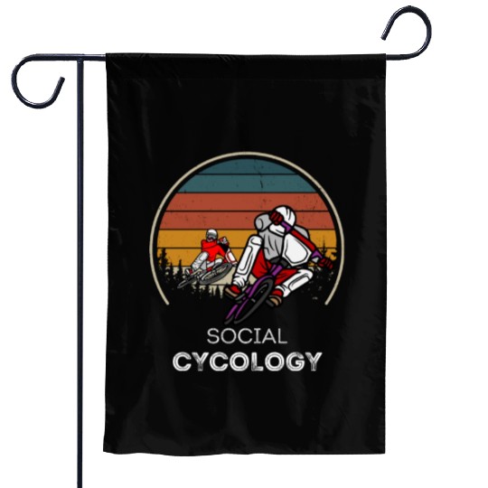 Social Cycology Retro Sunset Cycling Garden Flags