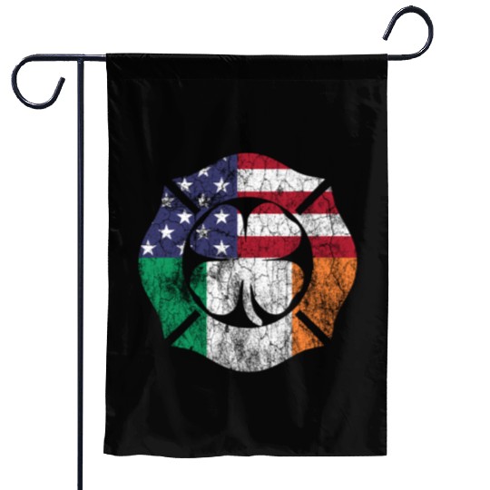 Firefighter St Patric Day Irish American Flag Garden Flags
