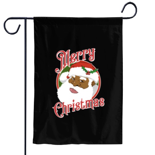 Black Merry African American Santa Claus Garden Flags