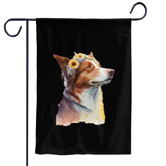 Watercolor Border Collie Sunflower Dog Breed Pet P Garden Flags