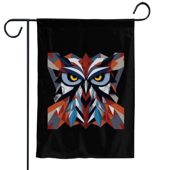 Vintage Geometric Beautiful 3D Owl Artwork Garden Flags