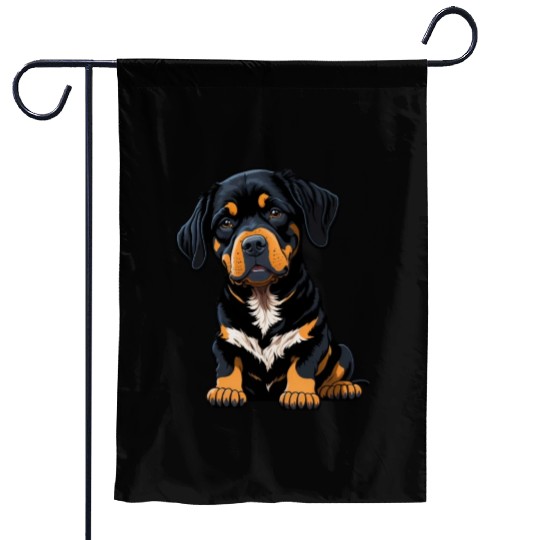 Rottweiler Dog Puppet Garden Flags
