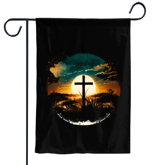 Jesus Cross Painting Garden Flags
