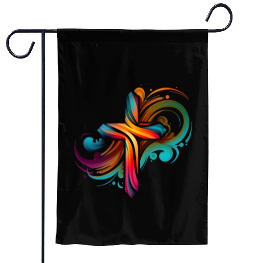 Jesus Cross Painting Garden Flags