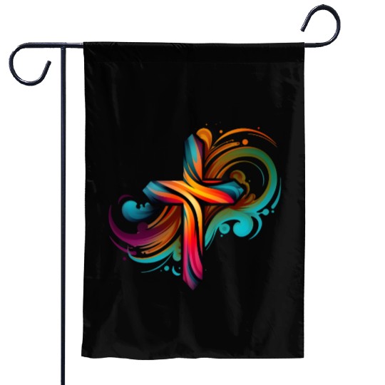 Jesus Cross Painting Garden Flags