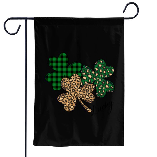 Lucky Leopard Shamrock St Patric Day Garden Flags