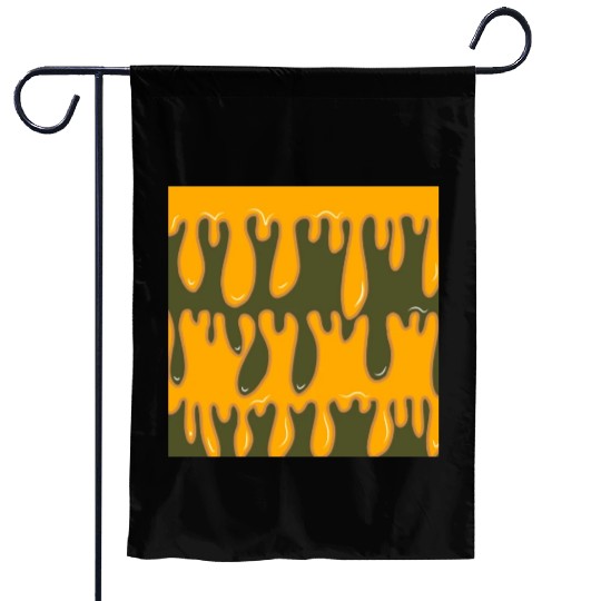 Trippy Green Yellow Liquid Drop Swirl Flow Groovy Garden Flags