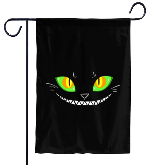 Creepy Cat Face Garden Flags