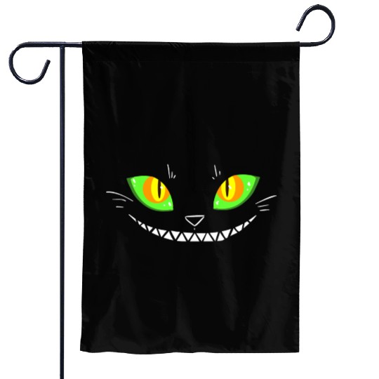 Creepy Cat Face Garden Flags