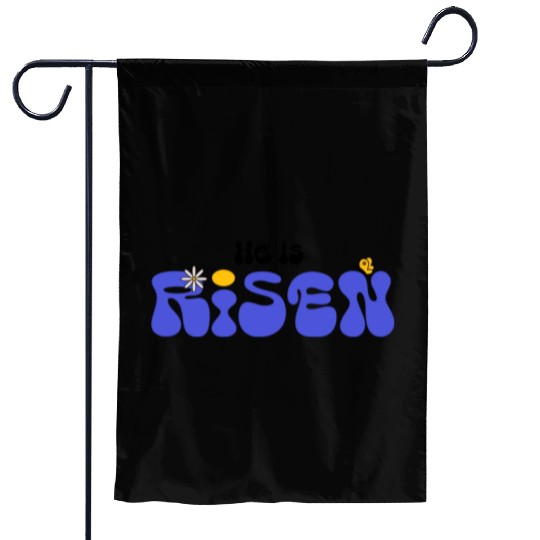 He Is Risen Groovy Christian Easter Garden Flags