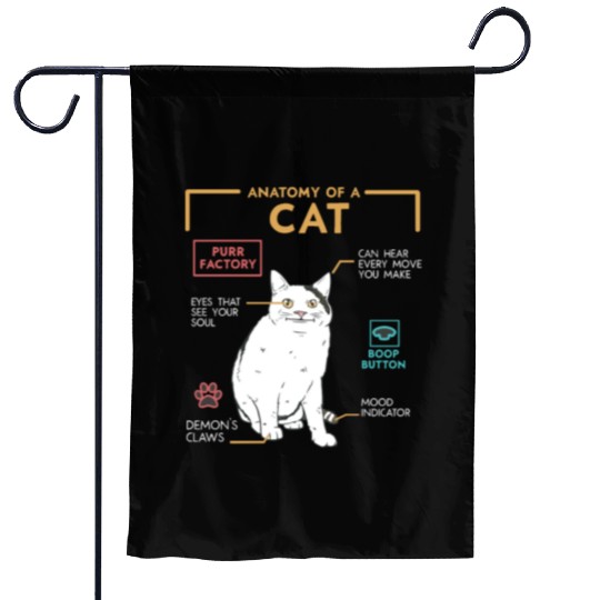 Funny Weird Cat Meme Smiling Anatomy of A Cat Garden Flags