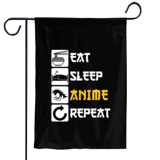 Eat Sleep Anime Repeat Manga Japan Saying Cosplay Garden Flags