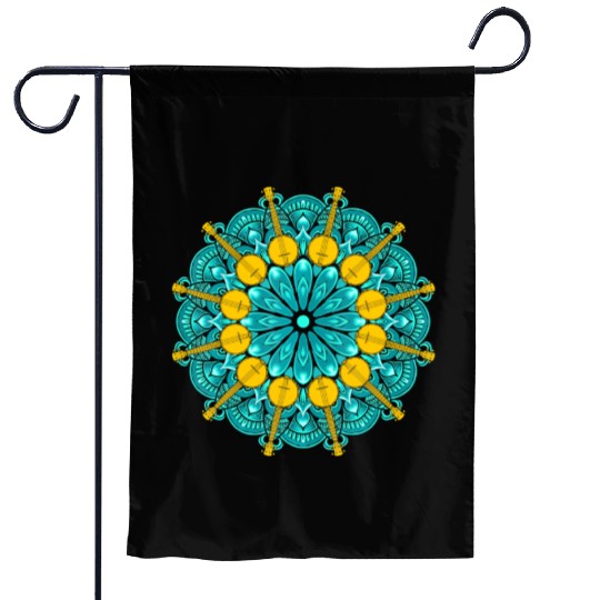 Banjo Mandala Bluegrass Mindfulness & Nature Garden Flags