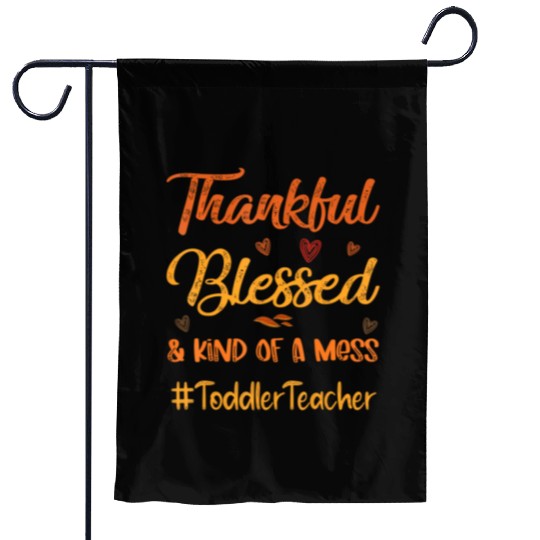 Toddler Teacher Thankful Blessed Thanksgiving Garden Flags