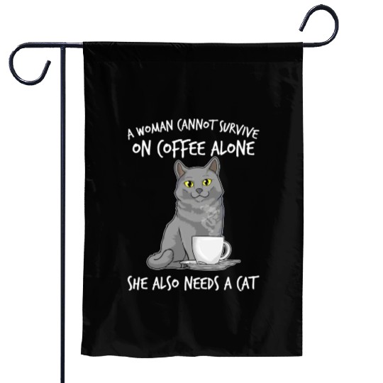 Woman Cat Lover Coffee Lover Caffeine Meow Garden Flags