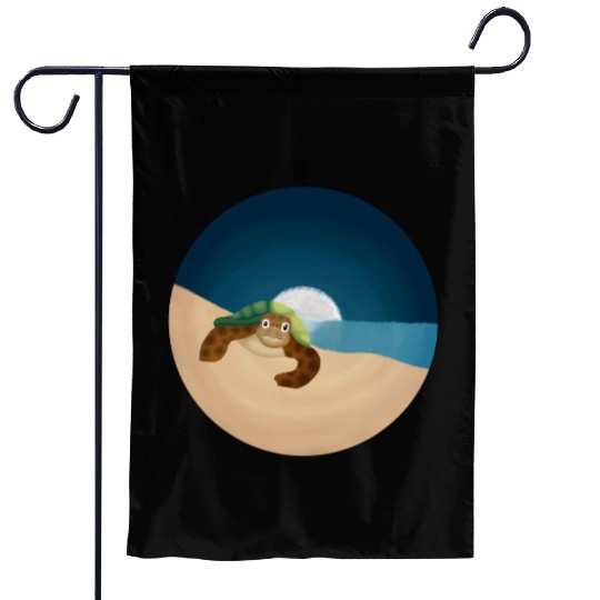 Night Serenity: Sea Turtle by the Moon Garden Flags