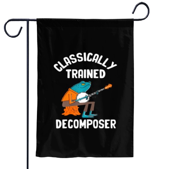Classically Trained Decomposer Funny Frog Playing Garden Flags