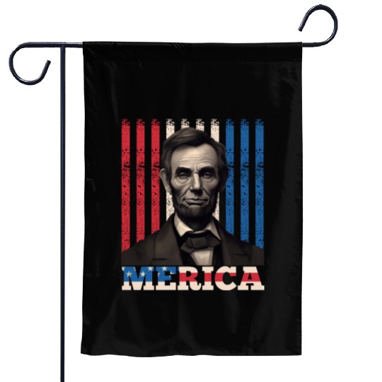Merica Lincoln Independence Day Party 4th July Garden Flags