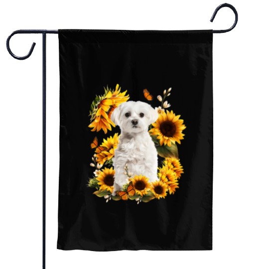 Maltese Dog Mom Mother'S Day Sunflower Maltese Mom Garden Flags