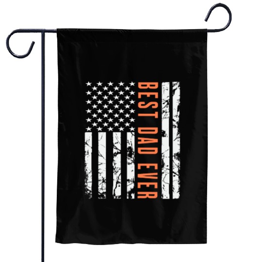 Best Dad Ever With US American Flag Garden Flags
