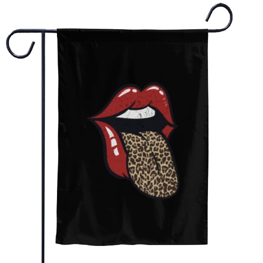 Leopard in Tongue Garden Flags