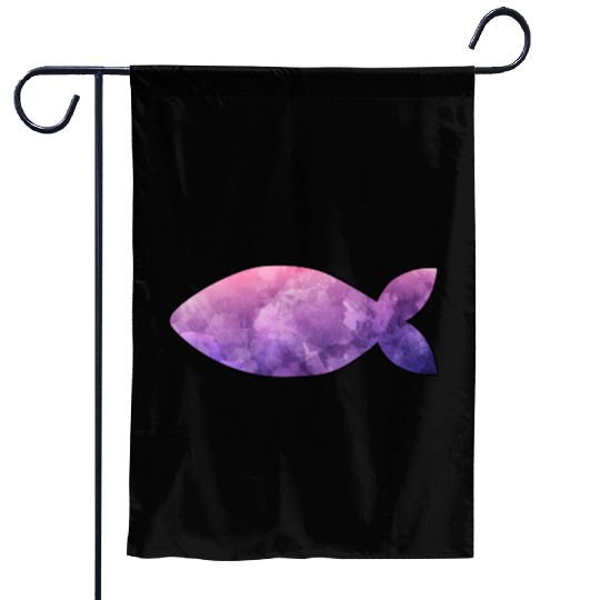 Fish purple watercolor Garden Flags