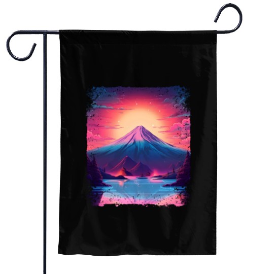Mount Fuji Sight Aesthetic Japan Vaporwave Volcano Garden Flags