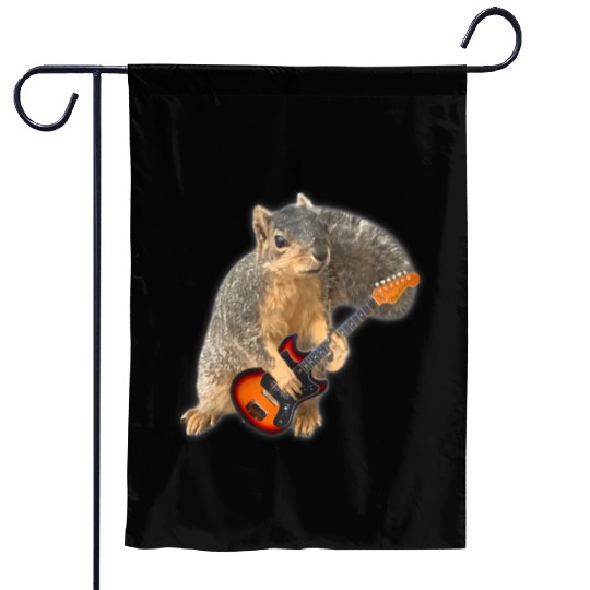 Squirrel Playing Guitar Garden Flags