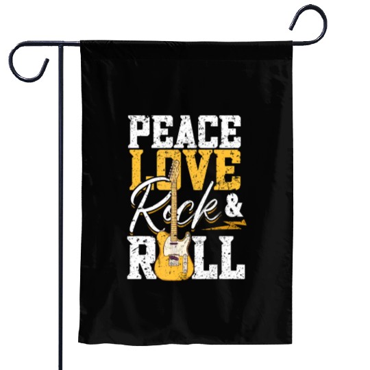 Peace Love Rock & Roll Electronic Rock Guitar Garden Flags
