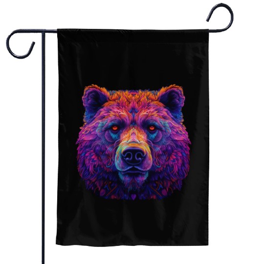 Neon Grizzly Garden Flags
