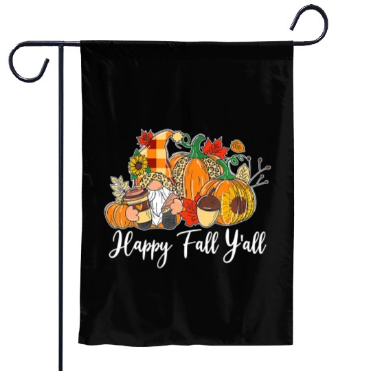 Happy Fall Y'all Gnome Autumn Gnomes Pumpkin Garden Flags