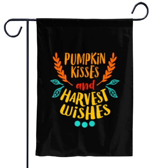 PUMPKIN KISSES HARVEST WISHES Funny Love Fall Garden Flags